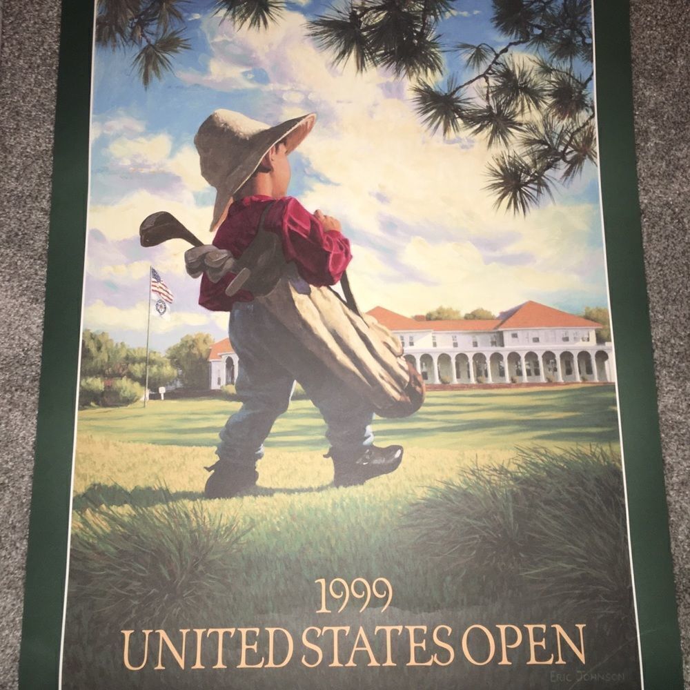 Limited Edition Signed by Eric Johnson 1999 US Open Pinehurst putter boy poster